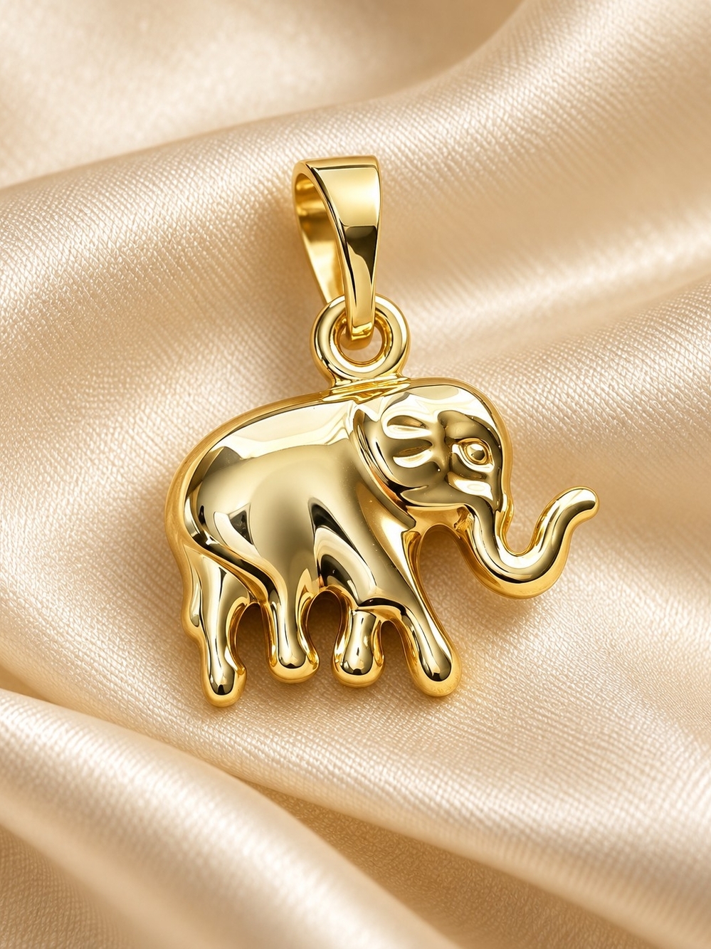 14k. Gold Laminated Elephant Pendant Necklace - Women's Jewelry